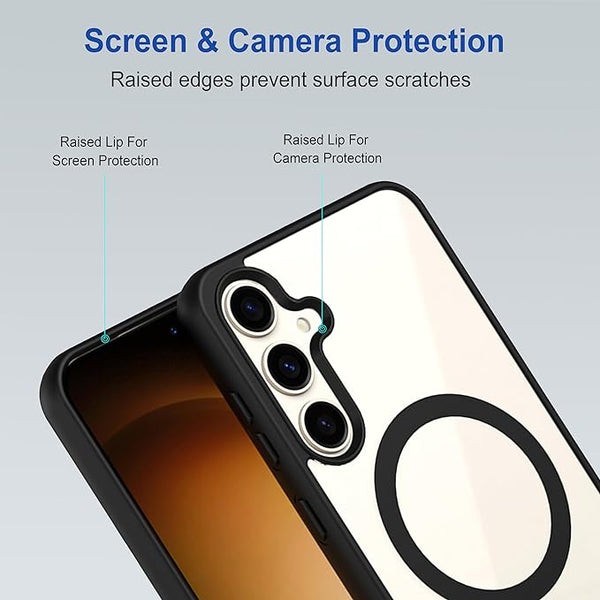 Black MagSafe Clear Transparent Silicone case for Samsung S24 - The Hatke