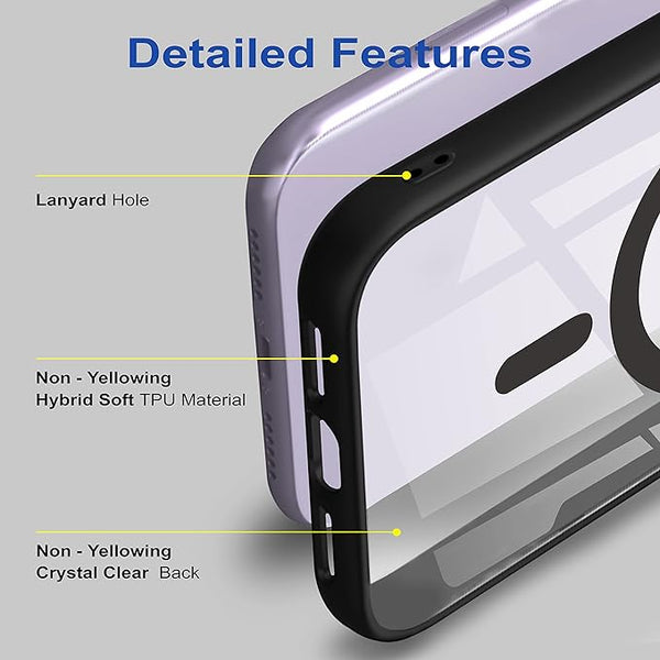 Black MagSafe Clear Transparent Silicone case for Samsung S24 - The Hatke