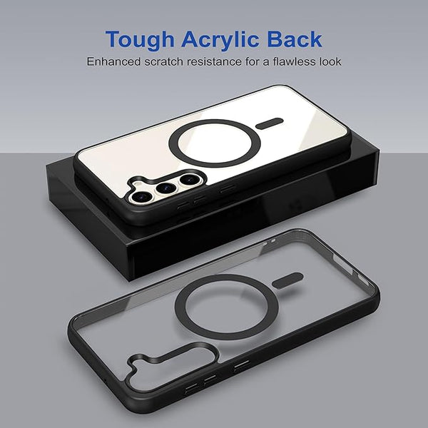 Black MagSafe Clear Transparent Silicone case for Samsung S24 - The Hatke