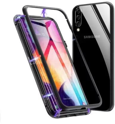 Black Magnetic Back Case for Samsung M30 - The Hatke