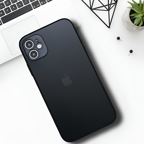 Black Matte Fiber Silicone case for Apple iphone 12 - The Hatke