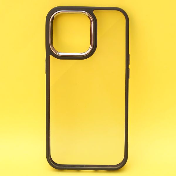 Black Metal Safe Transparent Case for Apple iphone 14 Pro - The Hatke