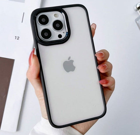 Black Metal Safe Transparent Case for Apple iphone 14 Pro Max - The Hatke
