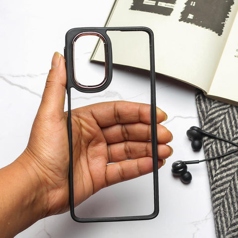 Black Metal Safe Transparent Case for  Samsung S20 FE - The Hatke