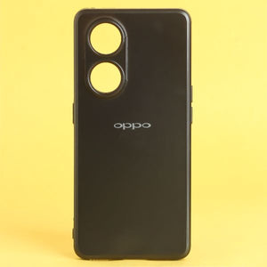 Black Metallic Finish Silicone Case for Oppo Reno 8T - The Hatke