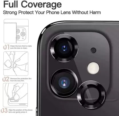Black Metallic camera ring lens guard for Apple iphone 12 - The Hatke