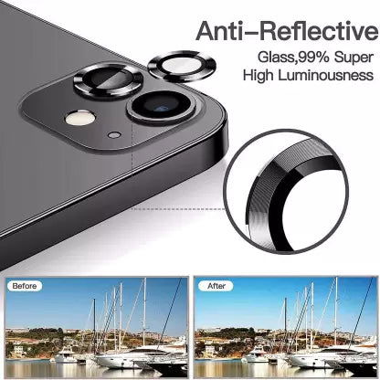 Black Metallic camera ring lens guard for Apple iphone 12 - The Hatke