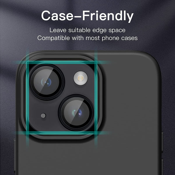 Black Metallic camera ring lens guard for Apple iphone 13 - The Hatke