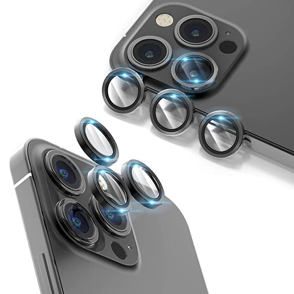 Black Metallic camera ring lens guard for Apple iphone 13 Pro - The Hatke