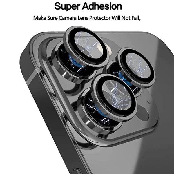 Black Metallic camera ring lens guard for Apple iphone 13 Pro - The Hatke