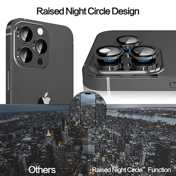 Black Metallic camera ring lens guard for Apple iphone 13 Pro - The Hatke