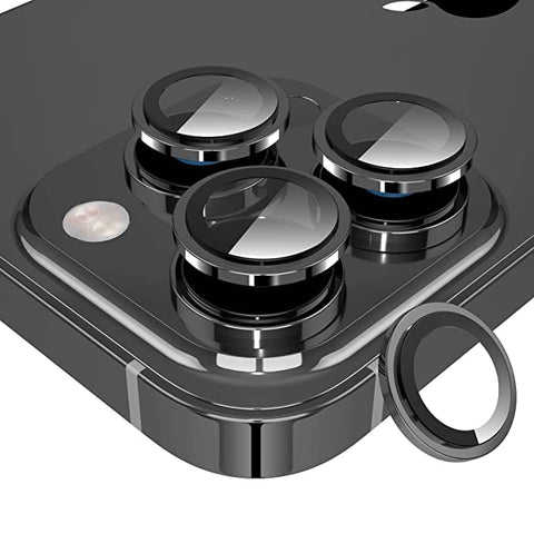 Black Metallic camera ring lens guard for Apple iphone 13 Pro Max - The Hatke