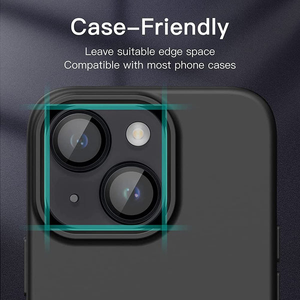 Black Metallic camera ring lens guard for Apple iphone 14 - The Hatke