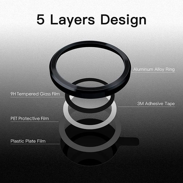 Black Metallic camera ring lens guard for Apple iphone 15 - The Hatke