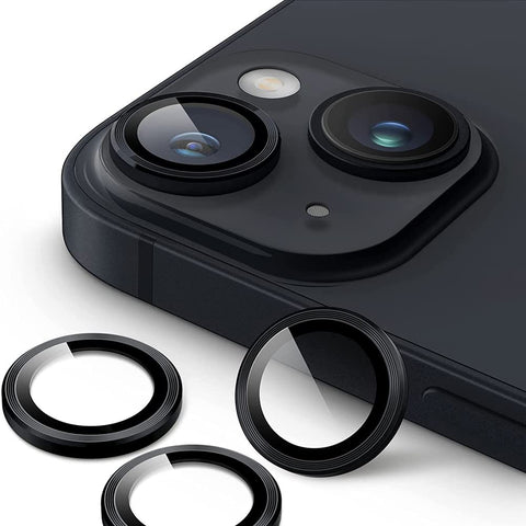 Black Metallic camera ring lens guard for Apple iphone 15 Plus - The Hatke