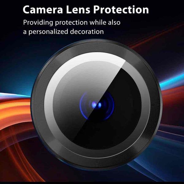 Black Metallic camera ring lens guard for Motorola Edge 50 pro 5g - The Hatke