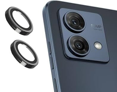 Black Metallic camera ring lens guard for Motorola G84 - The Hatke