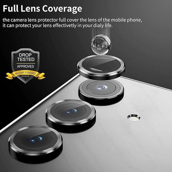 Black Metallic camera ring lens guard for Motorola G84 - The Hatke