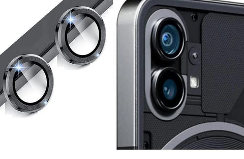 Black Metallic camera ring lens guard for Nothing Phone 1 - The Hatke
