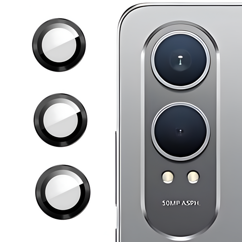 Black Metallic camera ring lens guard for Oneplus Nord Ce 4 Lite - The Hatke