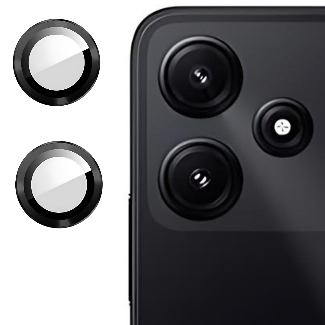 Black Metallic camera ring lens guard for Poco M6 Pro 5G - The Hatke