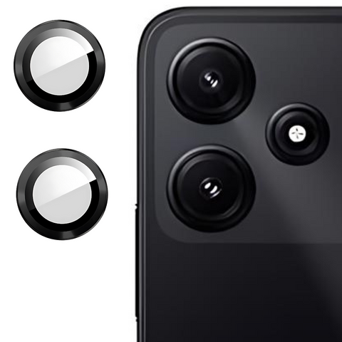 Black Metallic camera ring lens guard for Poco M6 Pro 5G - The Hatke