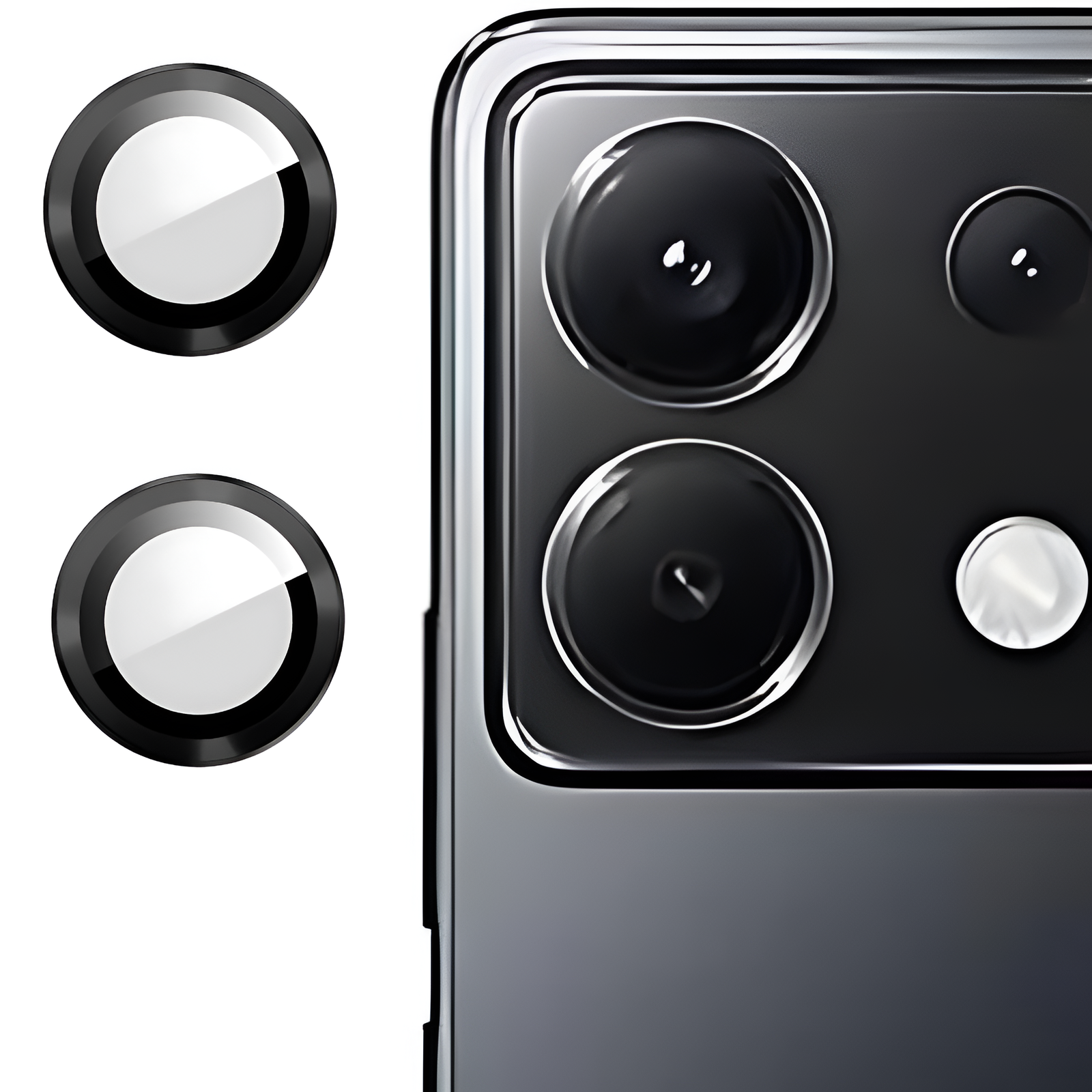 Black Metallic camera ring lens guard for Poco X6 5G - The Hatke