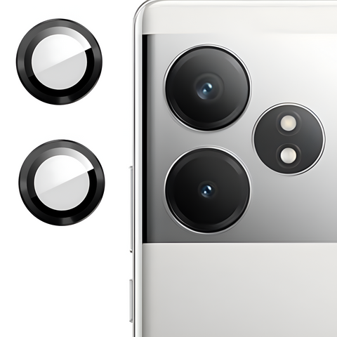 Black Metallic camera ring lens guard for Realme GT 6T - The Hatke