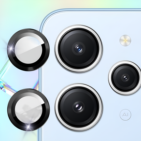 Black Metallic camera ring lens guard for Redmi 12 4G - The Hatke