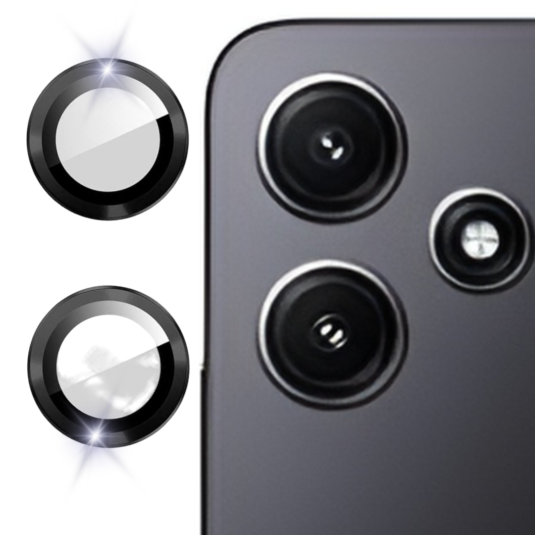 Black Metallic camera ring lens guard for Redmi 12 5G - The Hatke