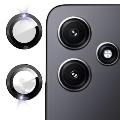 Black Metallic camera ring lens guard for Redmi 12 5G - The Hatke