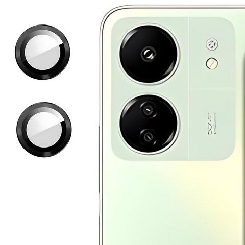 Black Metallic camera ring lens guard for Redmi 13C 4G - The Hatke