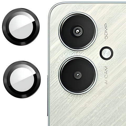 Black Metallic camera ring lens guard for Redmi 13C 5G - The Hatke