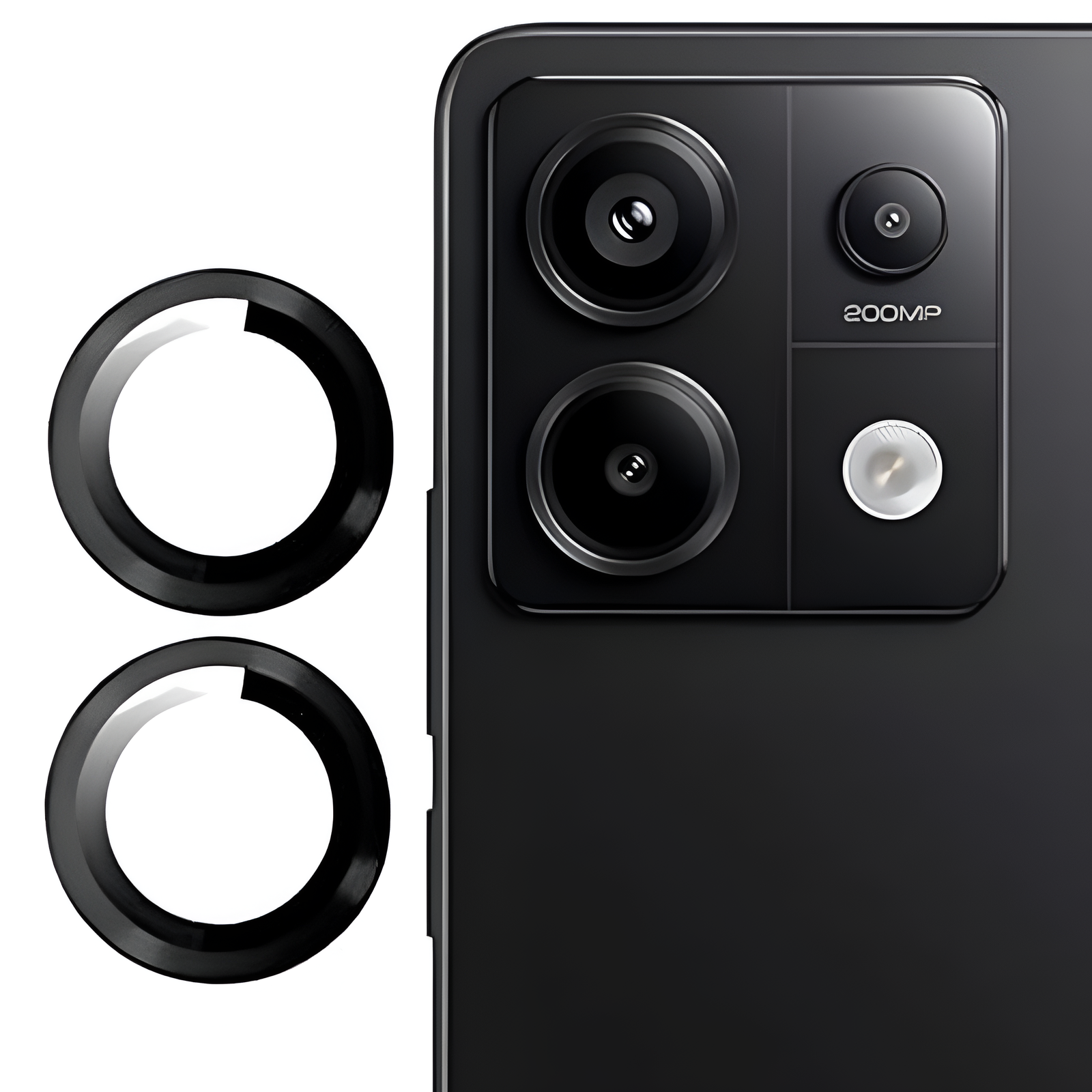 Black Metallic camera ring lens guard for Redmi Note 13 Pro - The Hatke