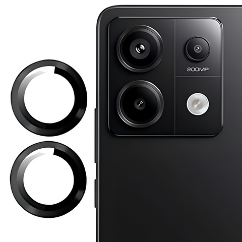 Black Metallic camera ring lens guard for Redmi Note 13 Pro - The Hatke