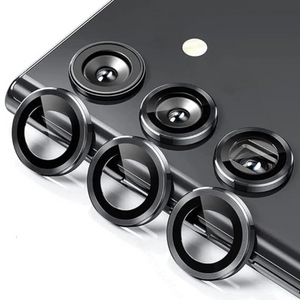 Black Metallic camera ring lens guard for Samsung A55 - The Hatke