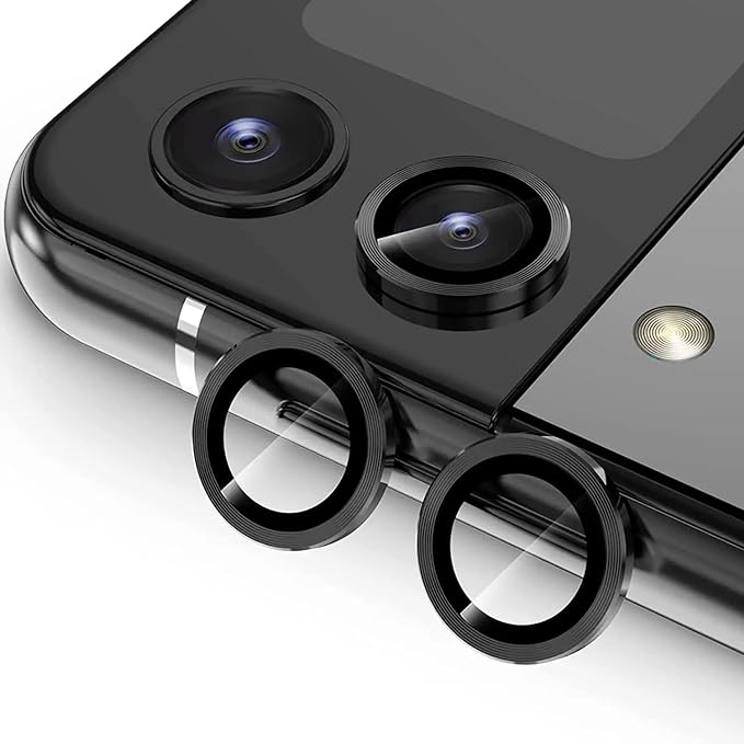 Black Metallic camera ring lens guard for Samsung Galaxy Z Flip 4 - The Hatke