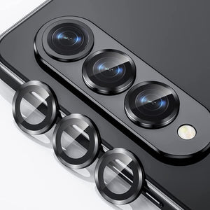 Black Metallic camera ring lens guard for Samsung Galaxy Z Fold 4 - The Hatke