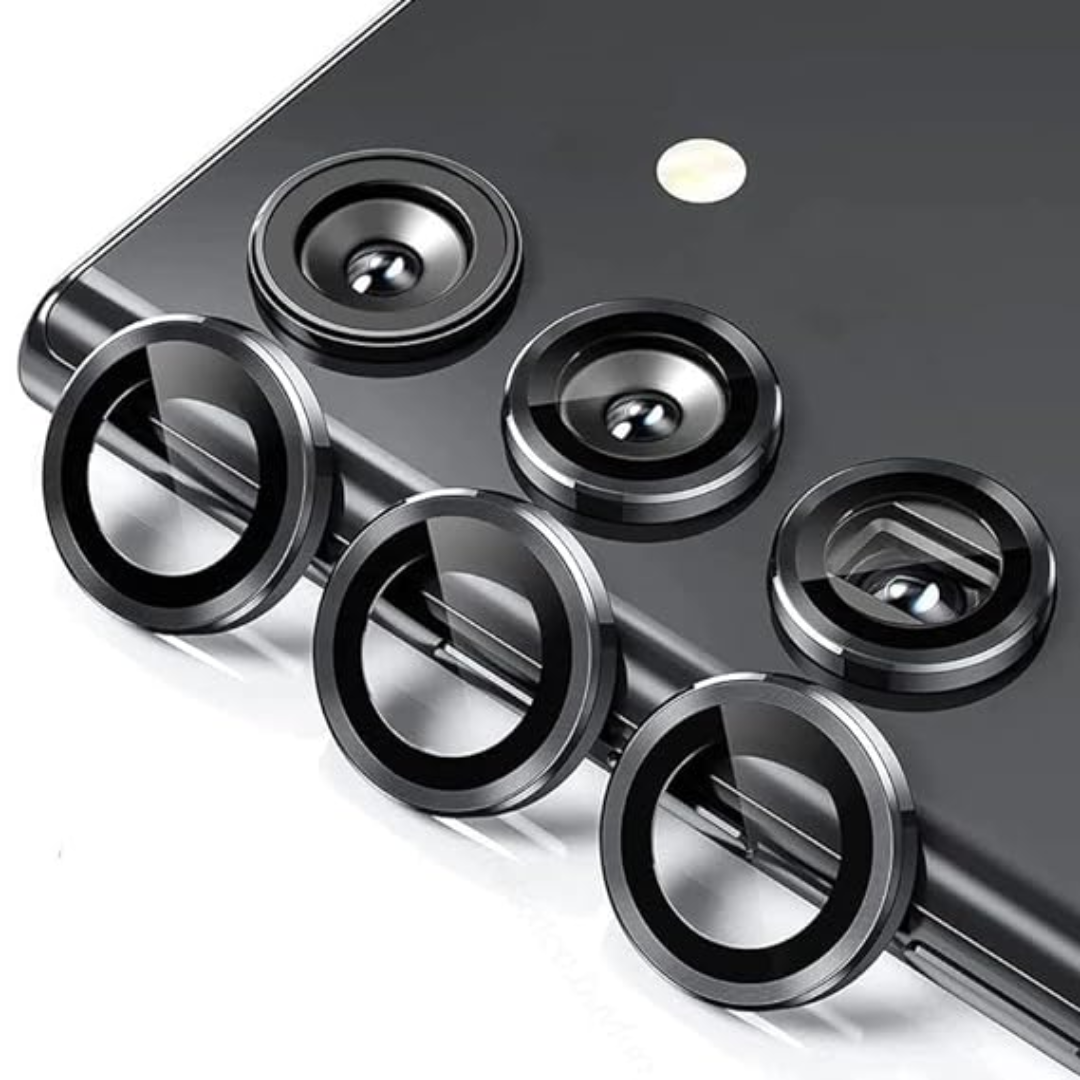 Black Metallic camera ring lens guard for Samsung M34 - The Hatke