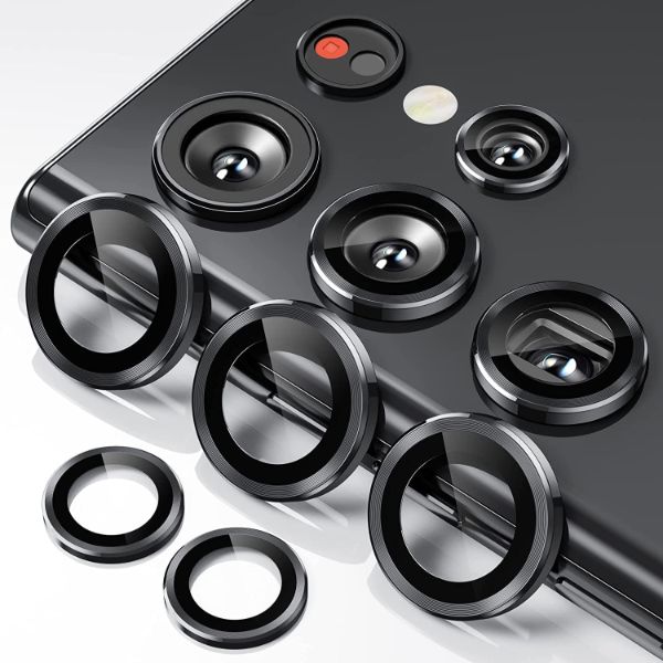 Black Metallic camera ring lens guard for Samsung S23 Ultra - The Hatke