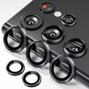 Black Metallic camera ring lens guard for Samsung S23 Ultra - The Hatke