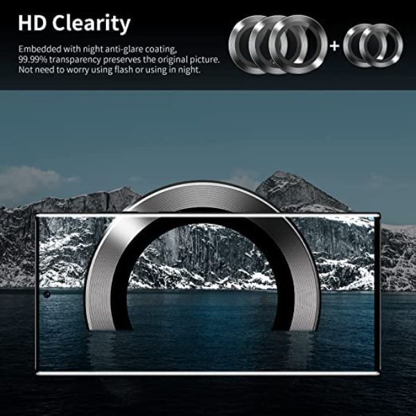 Black Metallic camera ring lens guard for Samsung S23 Ultra - The Hatke