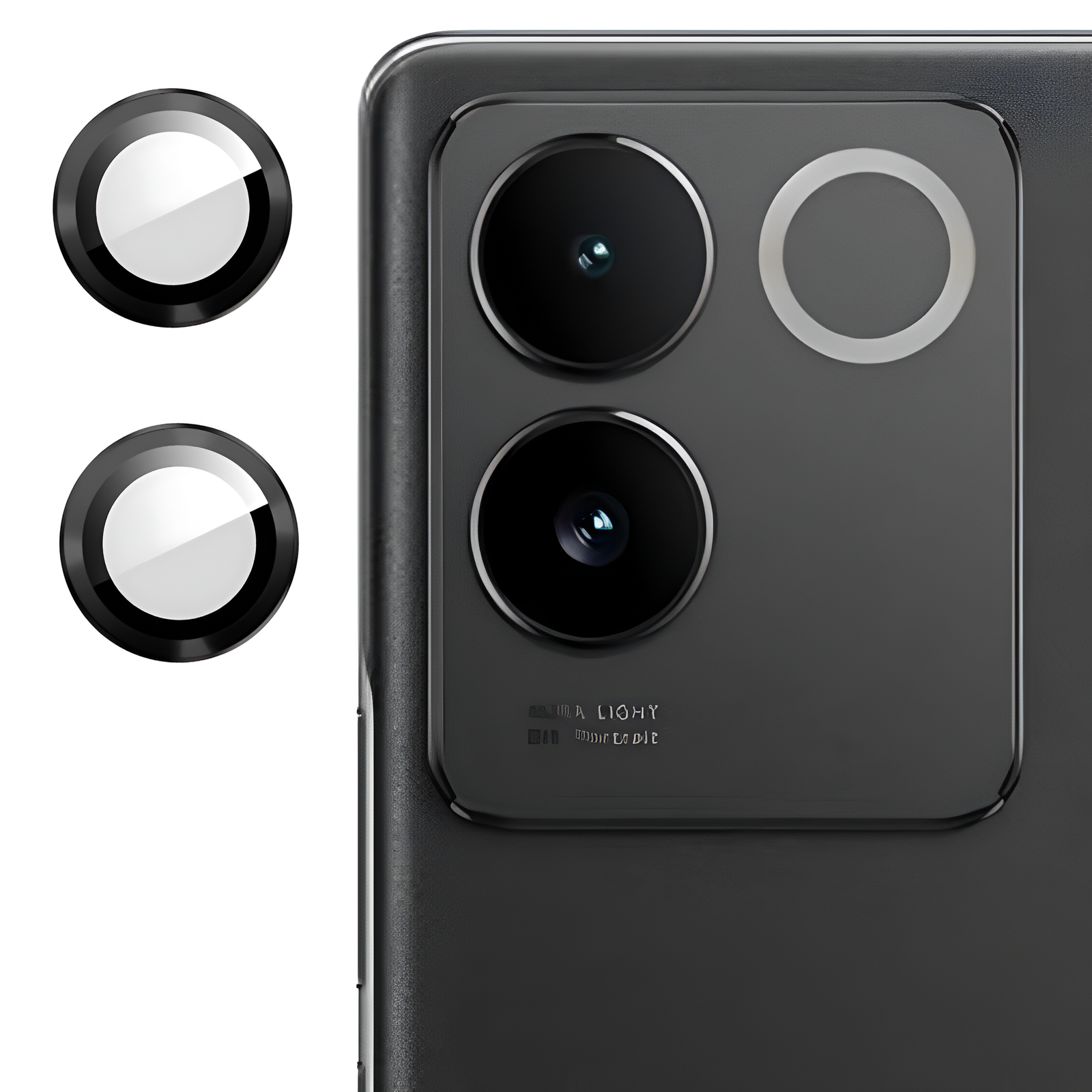 Black Metallic camera ring lens guard for Vivo T2 Pro 5G - The Hatke
