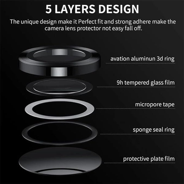 Black Metallic camera ring lens guard for Vivo T3 5G - The Hatke