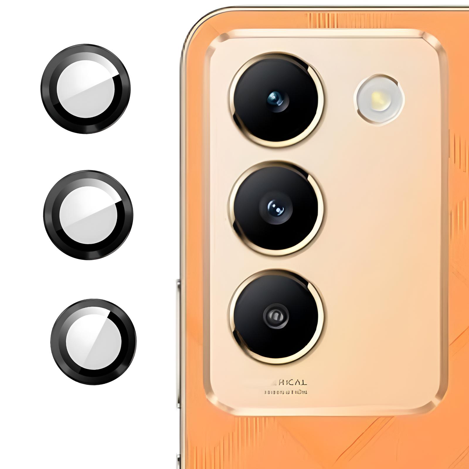 Black Metallic camera ring lens guard for Vivo Y200E - The Hatke