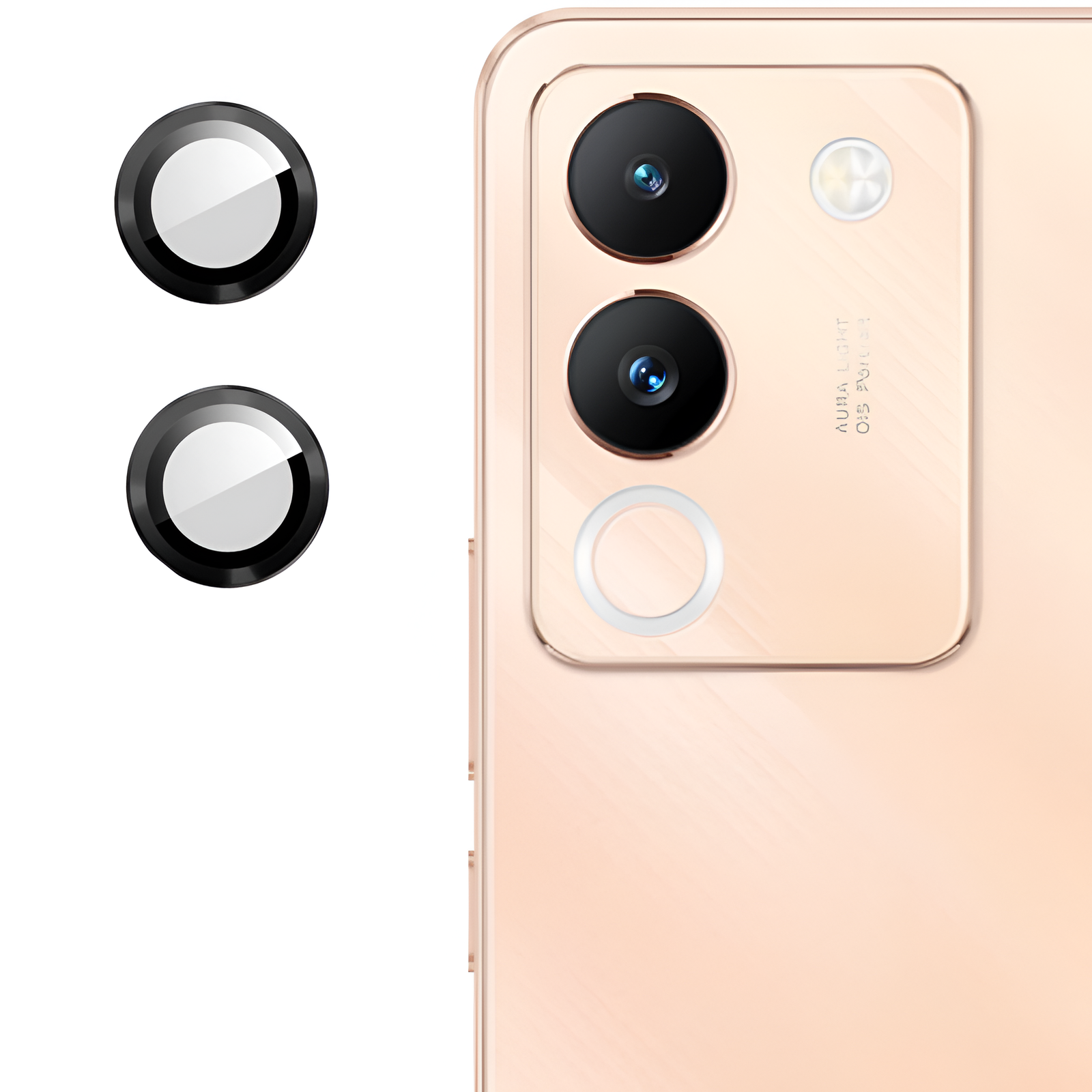 Black Metallic camera ring lens guard for Vivo Y200 - The Hatke