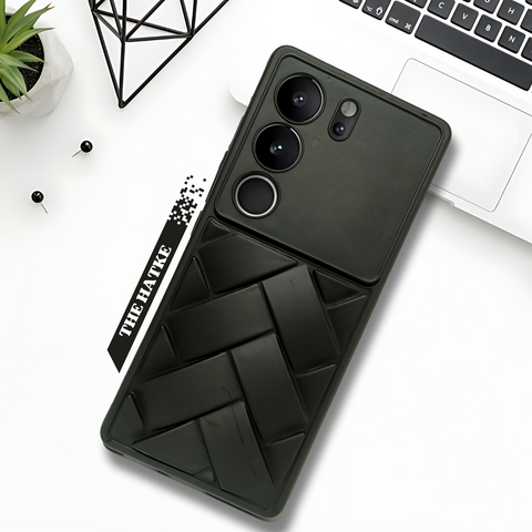 Black Mystic Silicone Case for Vivo V29 - The Hatke