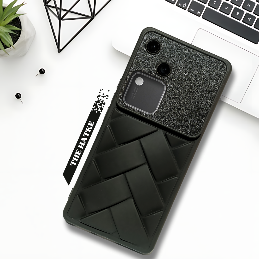 Black Mystic Silicone Case for Vivo V30 - The Hatke