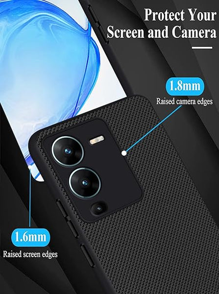 Black Niukin Silicone Case for Vivo V25 Pro - The Hatke