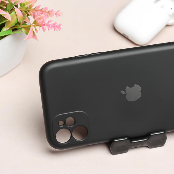 Black Original Camera Safe Silicone case for Apple iphone 11 - The Hatke